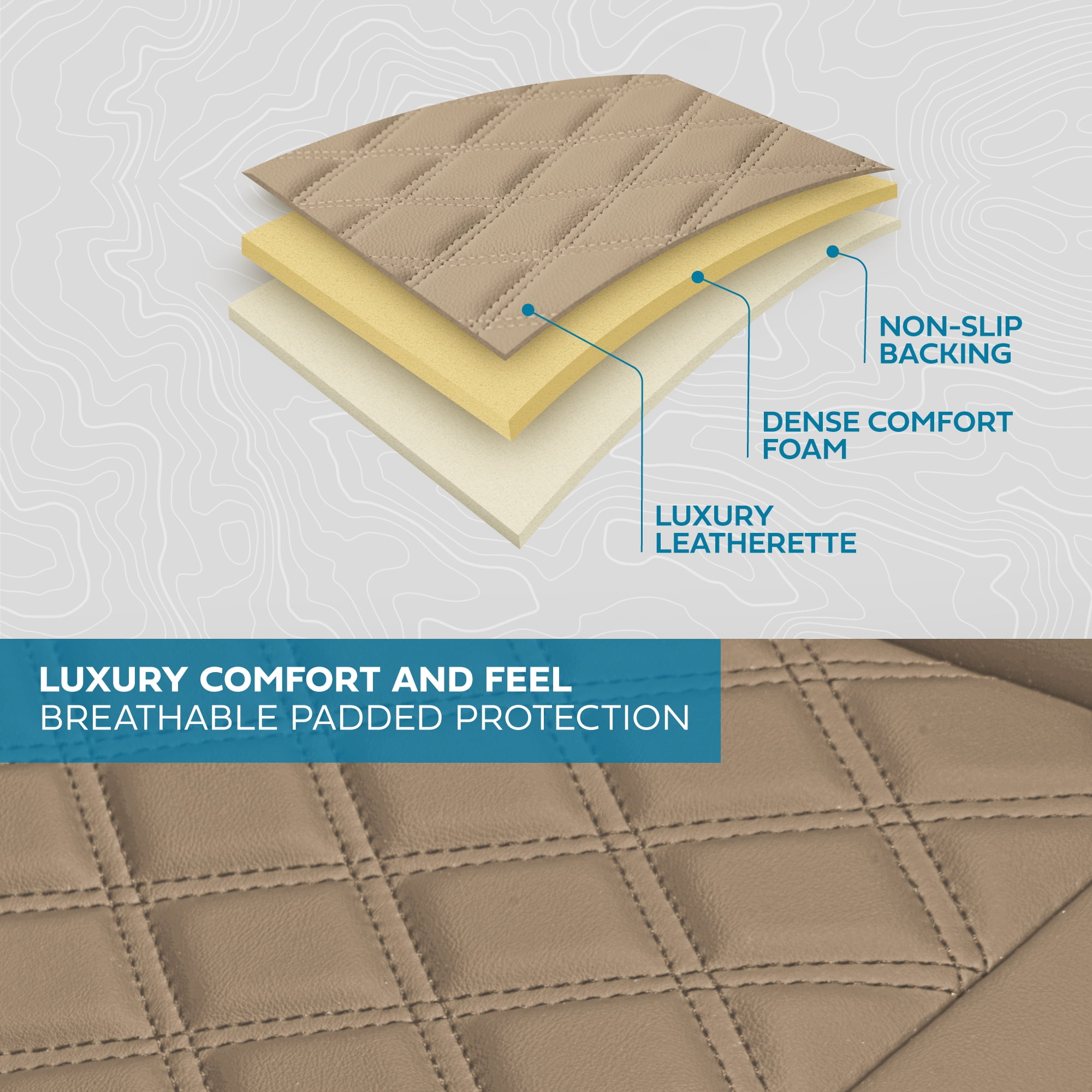 MotorBox Premium Napa Leather Rear Seat Cover – Semi Universal Fit for Most Cars, Truck & SUV – Beige Back Seat Protector – Anti-Slip, Durable Bench Cover – Easy Install, Luxury Car Interior Upgrade
