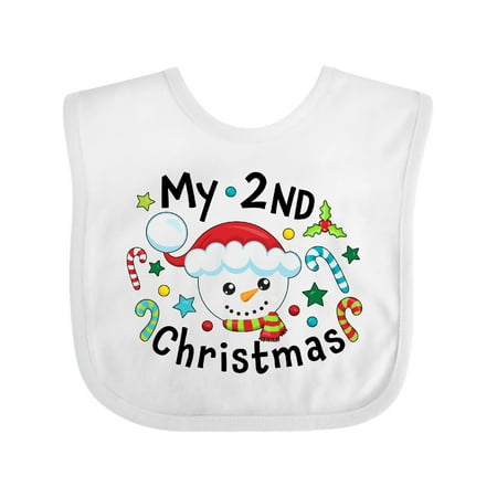 

Inktastic My 2nd Christmas Cute Snowman with Candy Canes Gift Baby Boy or Baby Girl Bib