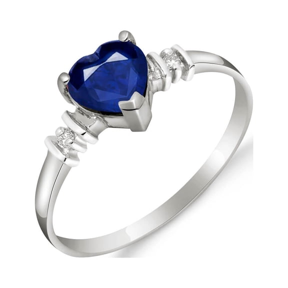 Galaxy Gold 14K White Gold 1.03 Carat Natural Diamonds and Heart-Shaped Sapphire Ring - September Birthstone - Truth & Nobility - Sizes 5.5 to 11 - Fine Jewelry for Women