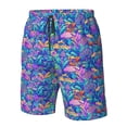 thumbnail image 6 of Uemuo Colorful Mushrooms Pattern Men's Swim Trunks Hawaiian Beach Bathing Suit Swimsuits Beach Quick-Dry Shorts with Pockets-Small, 6 of 9