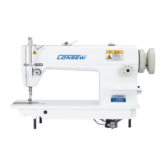 Consew 7360RH-R Industrial Straight Stitch Sewing Machine – 8700-H Class Heavy-Duty Lockstitch, Roller Presser Foot, Auto Lubrication, Japanese Components, Complete with Table Stand & Caster Wheels,