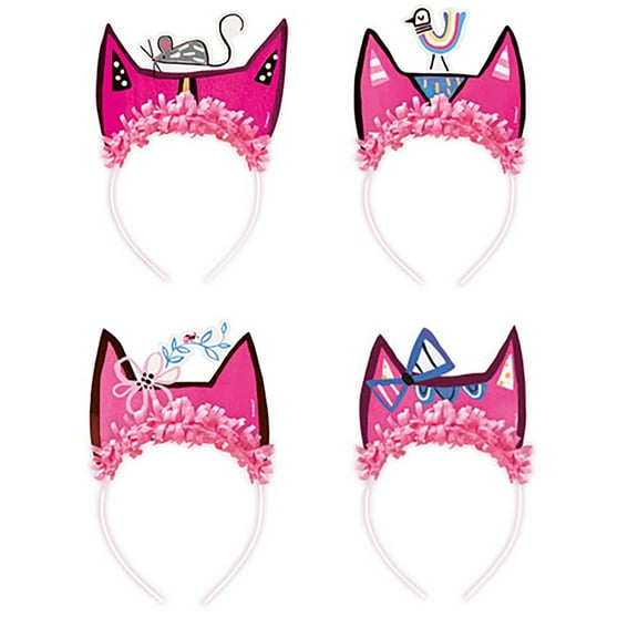 Kitten Party 'Pink Cat' Deluxe Headbands (4ct)
