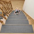 thumbnail image 4 of Stair Treads Matching Mat Non Slip Indoor, Square Stair Treads Carpet Rubber Backing, Reusable Stair Treads for Wooden Steps, Washable Stair Rugs for Kids and Pets 31"x31" Grey, 4 of 8