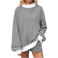 thumbnail image 3 of Ihhxva Women's Knit Tops Oversized Striped Sweater Soft Winter Pullover Relaxed Mock Neck Top Chunky Casual Long Sleeve Cozy Tunic Blouse for Holiday S-5XL, 3 of 8