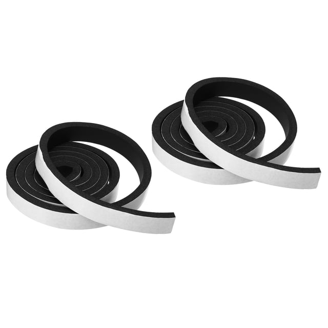 Sellos para puertas, 2 rollos de cinta de sellado de espuma de 3/8" W x 3/16" T, tira de aislamiento negra (6.56 pies de longitud) 1" W x 3/8" T 2