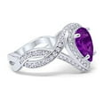 thumbnail image 2 of Pear Teardrop Engagement Ring Amethyst CZ 925 Sterling Silver Size 8, 2 of 3
