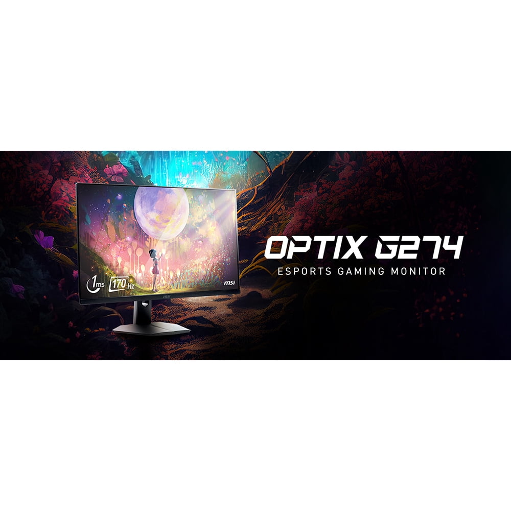 MSI Optix G274 27" FHD IPS 170Hz 1ms Gaming Monitor Black - 1920 x 1080 Full HD Display @ 170 Hz - In-Plane Switching (IPS) Technology - 250 nits - G-sync Compatible - 2 x HDMI 2.0, 1 x DisplayPo