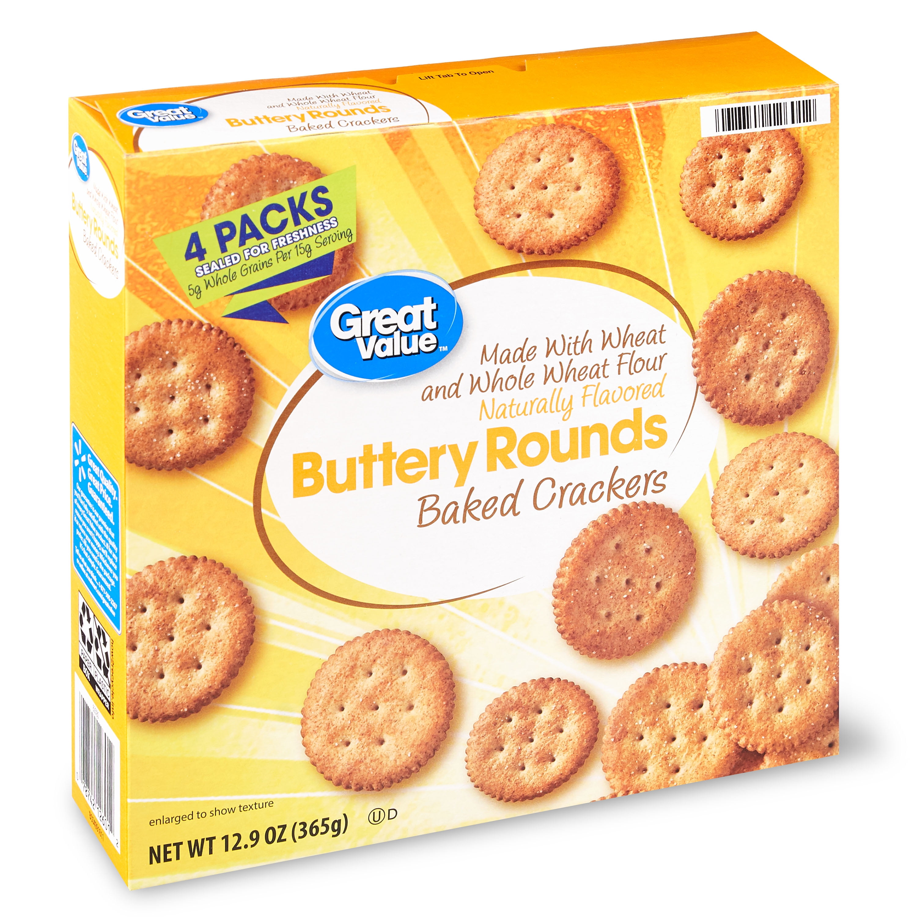 Great Value Buttery Whole Wheat Snack Crackers, 12.9 Oz.