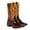 Coffee, variant on Women's Cowboy Cowgirl Boots Embroidery Square Toe Mid Calf Boots Waterproof Chelsea Western Boots