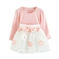 thumbnail image 2 of Girl's Dresses Long Sleeve Tulle Patchwork Flower Bow Kids Clothes, 2 of 8