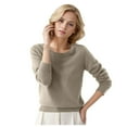 thumbnail image 2 of Pullover Sweaters For Women Round-neck Classic Long Sleeve Breathable Loose Soft Cozy Knitted Sweater Tops for Fall and Winter, Comfortable and Versatile, Perfect for Everyday Wear,Camel,Size L, 2 of 5