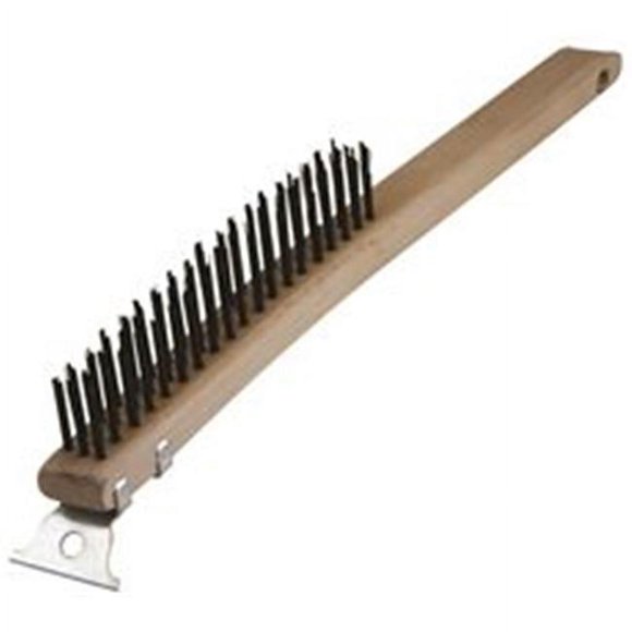 Warner Tool Products 3575743 Wood Handle 13.63 in. Wire Brush with Scraper, 3 x 19 Rows