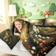 thumbnail image 3 of Homewish Woodland Mushroom Twin Comforter Sets,Daisy Floral Plants Bedding Set,Green Brown,Black Reversible,2-Piece,1 Comforter and 1 Pillowcase, 3 of 7