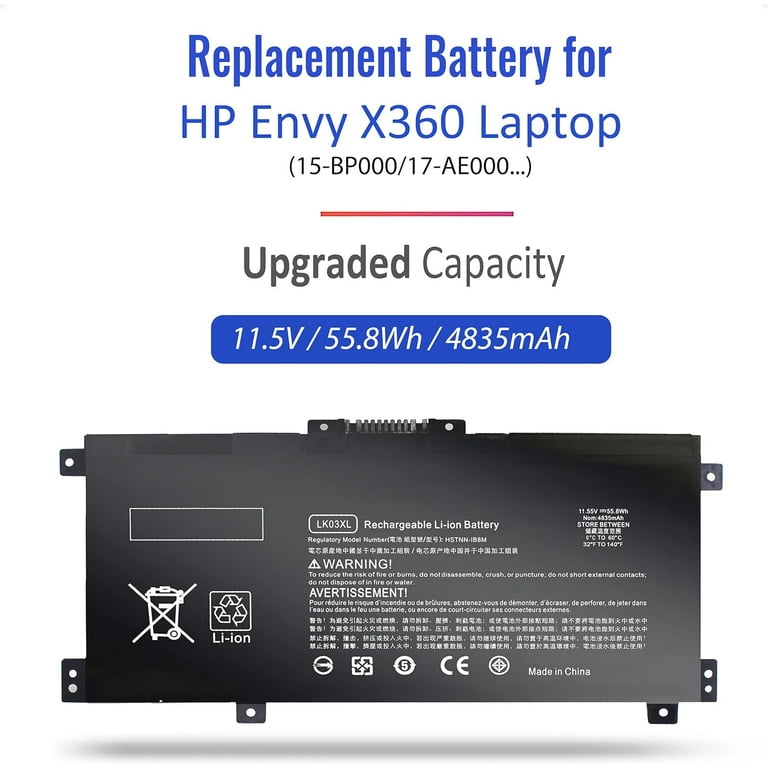 LK03XL Battery Replacement for HP Envy X360 Convertible 15m-cn0xxx