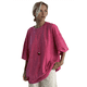 thumbnail image 2 of Camisetas Oversize para Mujer, Camisetas Vintage de Algodón, Cuello Redondo, Corta, Túnicas Lavadas de Verano. Rosa Roja M, 2 of 10