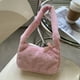 thumbnail image 5 of Bolsos de hombro retro Mujer Color sólido Felpa Axila Bolso Monedero (Rosa), 5 of 7