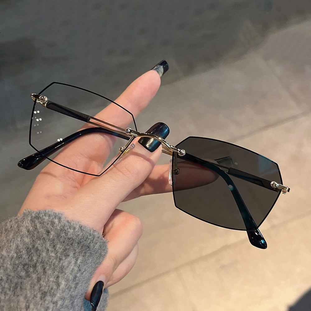 2 Pairs of Men's Fashion Blue Light Blocking Rimless Reading Glasses 2.5, Metal Gold Rectangular PHOTOCHROMIC Sunglasses Readers +2.50