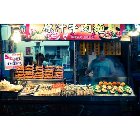 Canvas Print Fresh Market Fresh Seafood Sell At Night Market Stretched Canvas 10 x