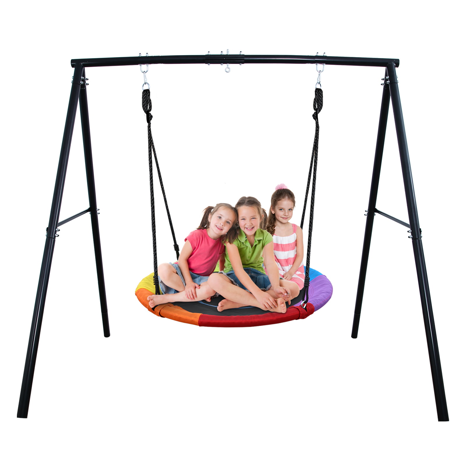 Details about   Saucer Swing 40 Inch Kids Web Tree Set and All-Steel All Weather Stand Combo 