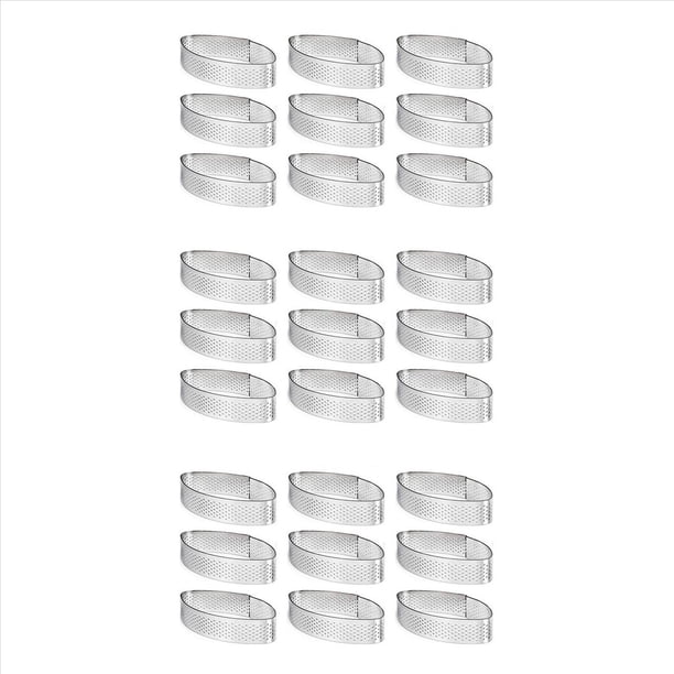 Paquete de 27 Anillos de Tarta de Acero Inoxidable, Anillo de Mousse de Pastel Perforado Resistente Al Moldes de Mousse de Pastel Cortador de CíRculo Anillo de Pastel