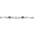 thumbnail image 2 of Gem Stone King 925 Silver and 10K Yellow Gold White Moissanite and London Blue Topaz and White Lab Grown Diamond Bracelet for Women (2.16 Cttw, Gemstone, Oval, Wheat Chain, 7 inches), 2 of 5