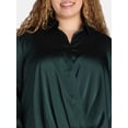 thumbnail image 3 of Terra & Sky Women's Plus Size Surplice Satin Blouse, 0X-5X, 3 of 4