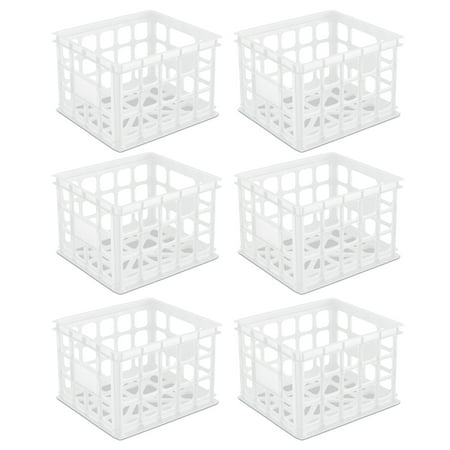 Sterilite Storage Crate Plastic, White, Set of 6