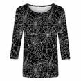 thumbnail image 5 of Gamivast Halloween Spider Web Shirts 3/4 Sleeve Crewneck Casual Tops Allover Web Graphic Loose Fit Lightweight Fall Tee Blouse for Party Festival Everyday Wear Black XXXXXL, 5 of 5