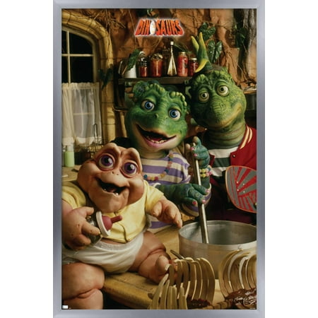 Dinosaurs - Group Wall Poster, 22.375" x 34", Framed