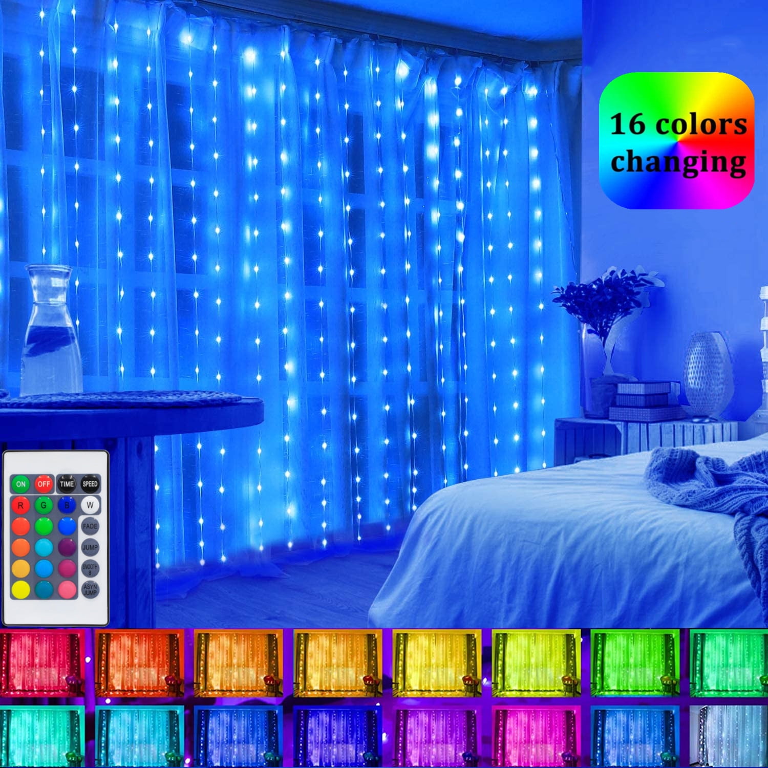 RGB Fairy Lights,LED Color Changing Curtain Lights-3m*2m (USB Type ...