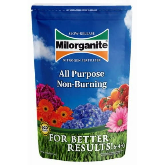 Milorganite All-Purpose Slow-Release Nitrogen Fertilizer, 6-4-0, 5 lb Bag with Iron