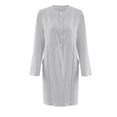 thumbnail image 4 of GZWYHT Dresses for Women 2025,Plus Size Dresses Button Shirt Dress Crewneck Long Sleeve Casual Loose Dresses With Two Pockets Midi Dresses,Long Sleeve Dress,Gray 1 Dress,Linen Dresses 4XL, 4 of 6