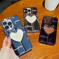 Dteck for iPhone 14 Plus Case, Elegant 3D Plating Heart Logo View Case