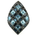 thumbnail image 3 of Luxe Jewelry Designs Women's Ruthenium Plated Brass Ring with Sea Blue Top Grade Crystals - Size 7, 3 of 4