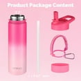 thumbnail image 5 of Mininoo 24 oz Insulated Stainless Steel Water Bottle with Straw Lid, Paracord Handle, BPA-Free(Sweet Peach), 5 of 7