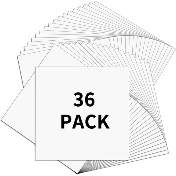 Matte White Permanent Vinyl for Cricut, Silhouette, Cameo Cutters, 36 Pack (12" x 12") Vinyl Stickers, DIY Creative, Waterproof, Outdoor, Indoor, Arts And Craft