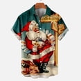 thumbnail image 2 of IROINNID Christmas Vacation T-shirt for Men Funny Print Button Up Red Shirt Hawaiian Xmas Vacation Gift Tops,Green, 2 of 5