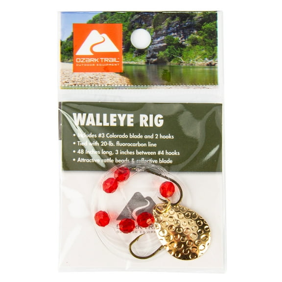 Ozark Trail Walleye Fishing Rig Double Hook Gold Hammered Blade.