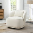 thumbnail image 6 of KINWELL Cream Modern Boucle Upholstered Accent Swivel Armchair, 6 of 7