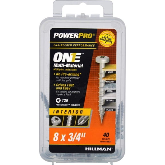 Hillman Fasteners 240691 8 x 0.75 in. Interior Pan Head One Screw - Zinc Pack of 5