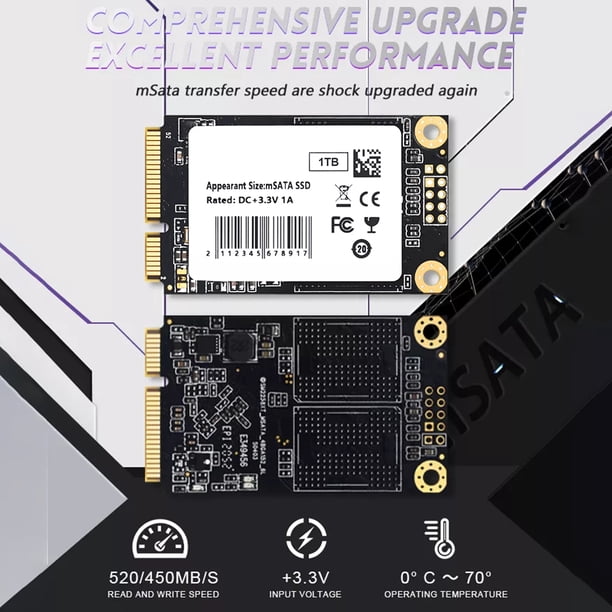Ssd MSATA SSD 520/450 MB/s Disco duro SSD de velocidad de lectura y escritura para máquina portátil POS Ehuebsd Para estrenar