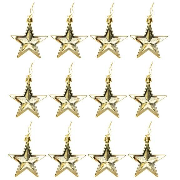 Zoyueyie 12pcs Christmas Star Pendants Christmas Tree Hanging Pendants Xmas Decorations