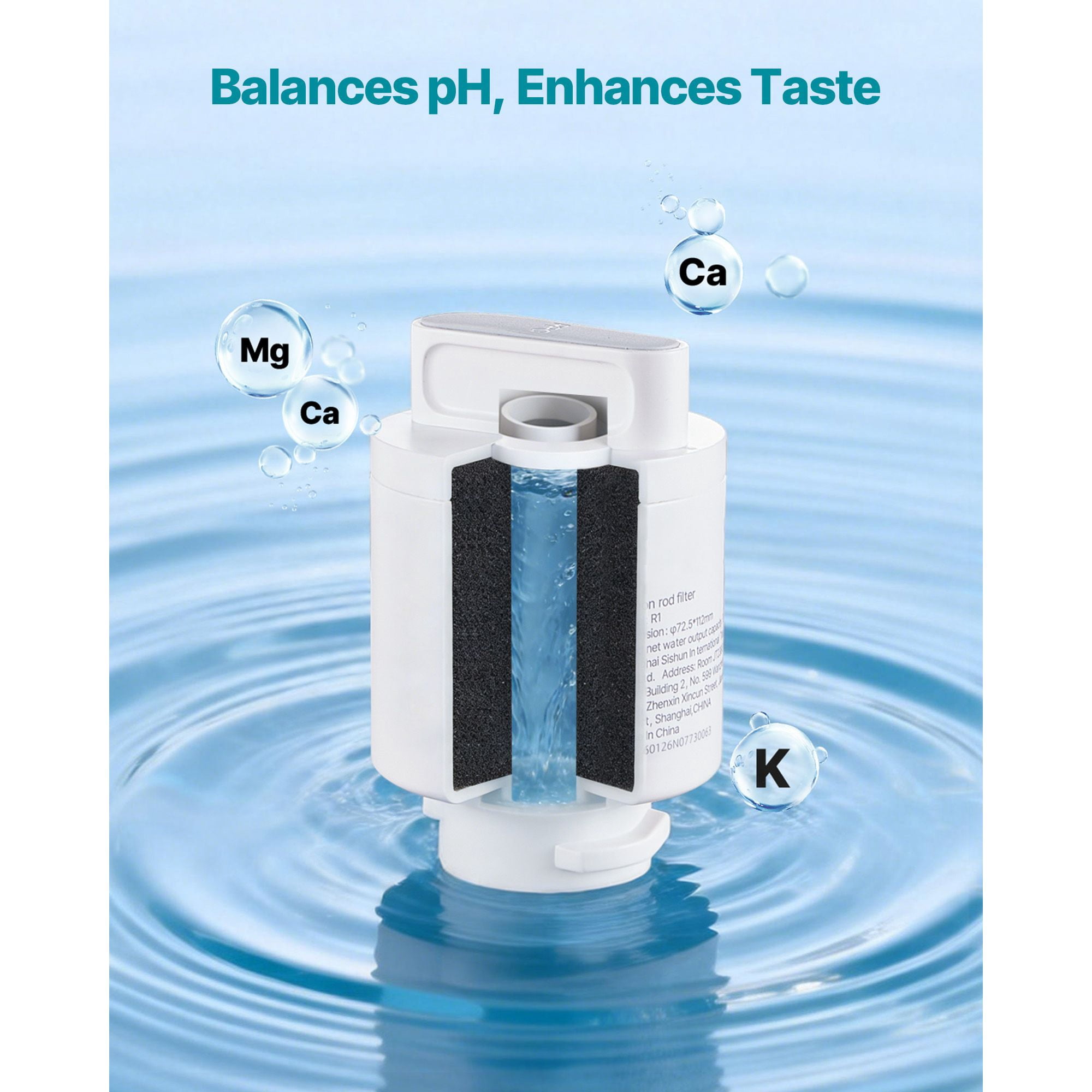 Mineralization Filter Cartridge pH Balancing, Releases Calcium Magnesium Potassium, 528 Gallon Capacity Remineralization Water Filter Replacement
