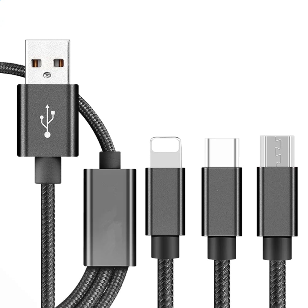 Durable Charging Cable for Android Smartphones and More Retractable Multi Cable Beautiful Young Dark-Haired Woman 2 in 1 Retractable Powerline Type C Data Cable 4ft
