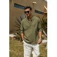 thumbnail image 5 of Coshow Men's Cotton Henley Shirt Long Sleeve Hippie Casual Beach T Shirts, 5 of 7