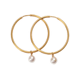 thumbnail image 2 of Aretes Mujer con Perlas Colgantes LuckyLy, Arracadas Acero Inoxidable, Modelo Adele dorado UNITALLA, 2 of 7