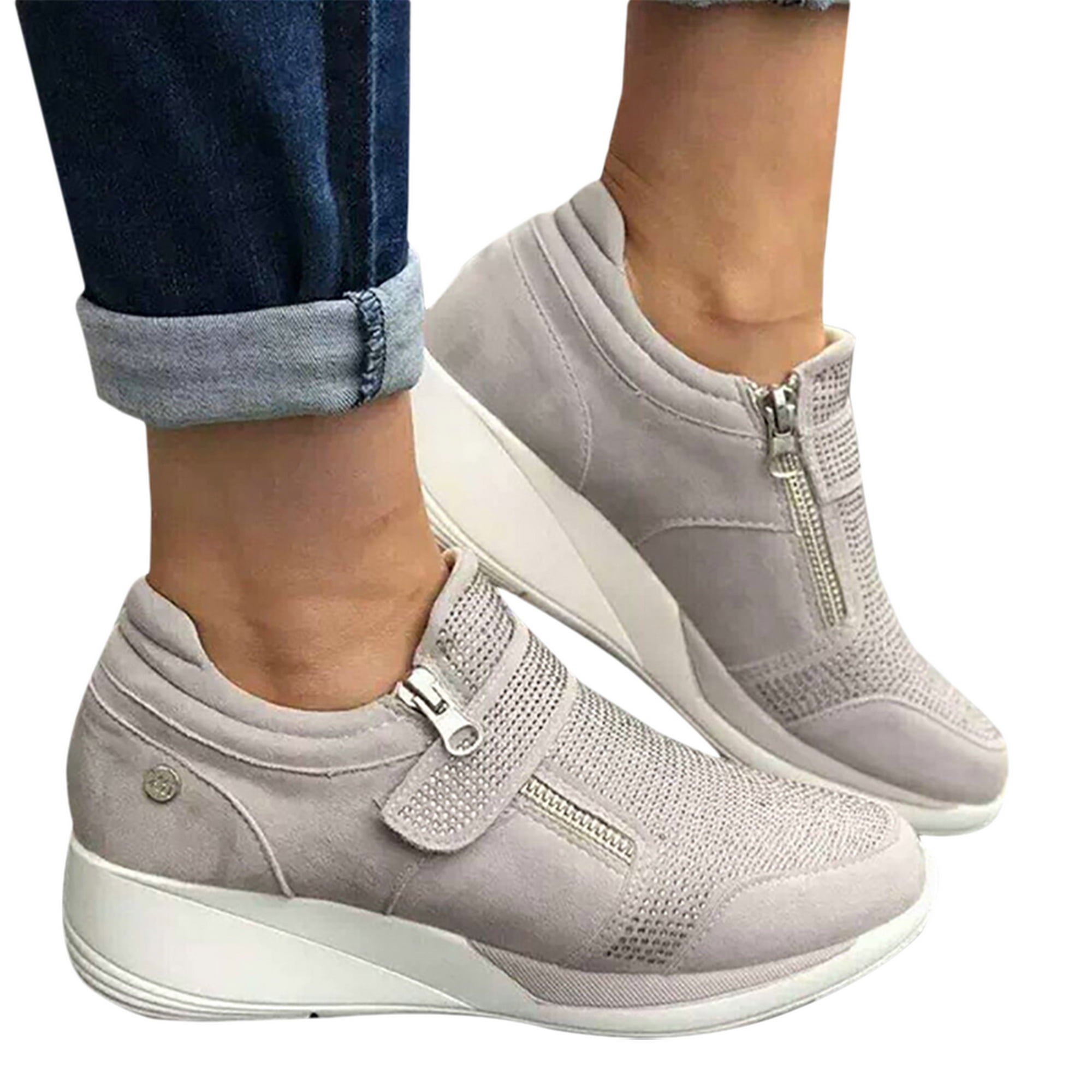 YiYLunneo Womens Platform Wedges Tennis Walking Sneakers High Heel Fitness Shoes Soft Thick Bottom Rocking Shoe Sneakers