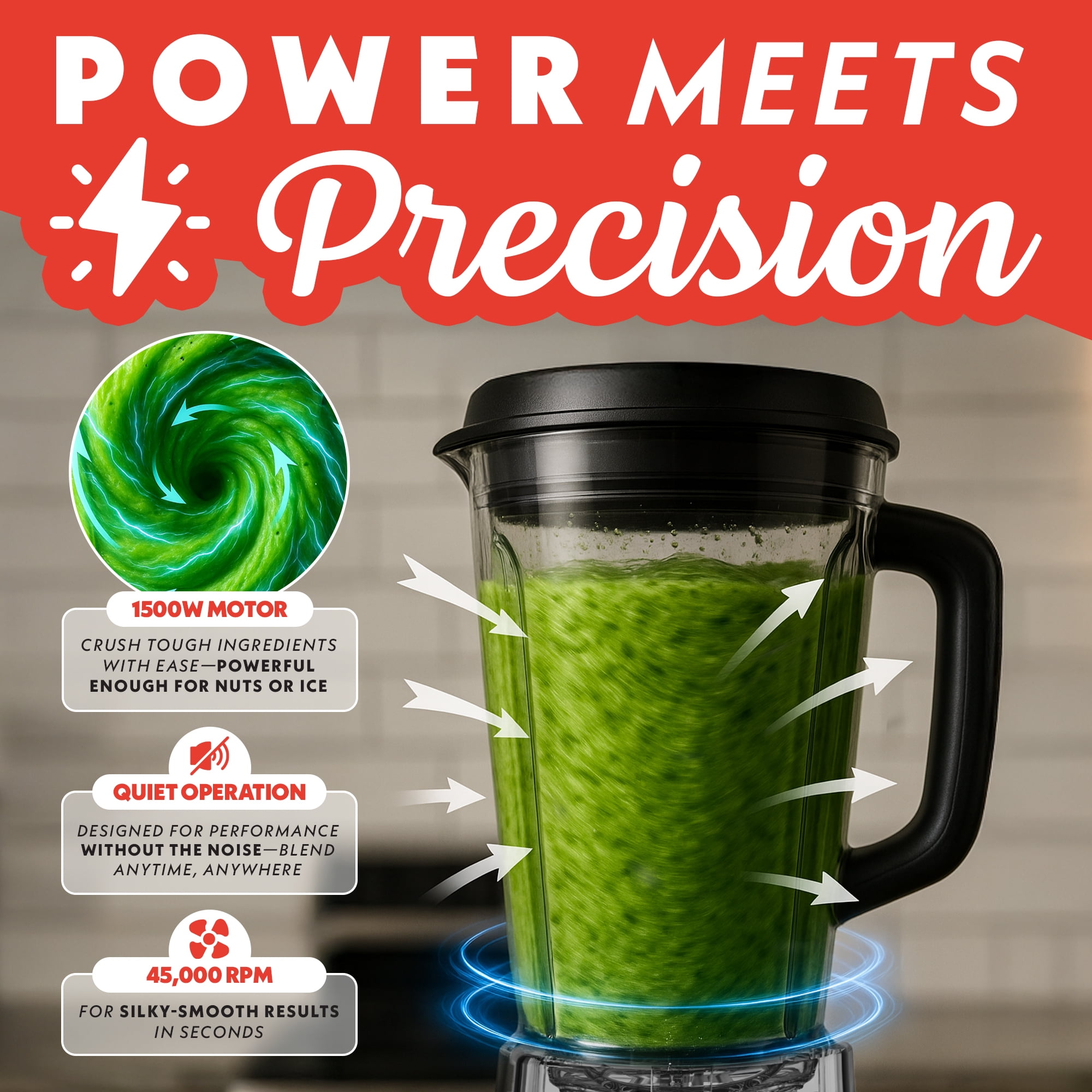 Gourmia Commercial Blender with 2L BPA-Free Jar, 4 Presets, Tamper Included