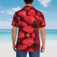 thumbnail image 3 of Lsque Strawberry Red pattern Hawaiian Shirt for Men, Unisex Summer Beach Casual Short Sleeve Button Down Shirts-Small, 3 of 9