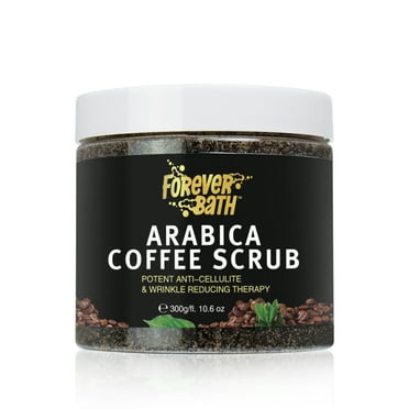Forever Bath Arabica Coffee Body Scrub W/Shea Butter, Jojoba Oil & Dead Sea Salt, Natural Body Polish for Men & Women, Exfoliating Full Body Scrubber - Acne, Anti-Cellulite & Stretch Mark, 10.6 Oz